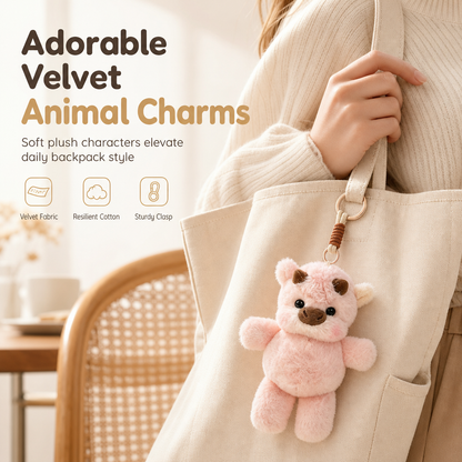Cute Plush Animal Keychain for Backpacks and Keys