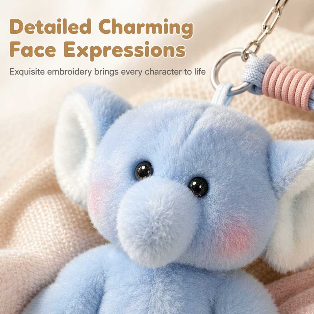 Cute Plush Animal Keychain for Backpacks and Keys