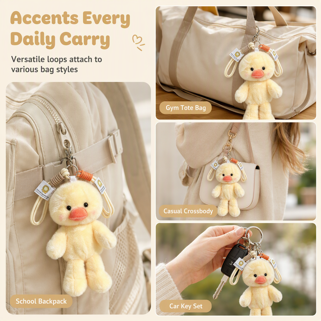 Cute Plush Animal Keychain for Backpacks and Keys