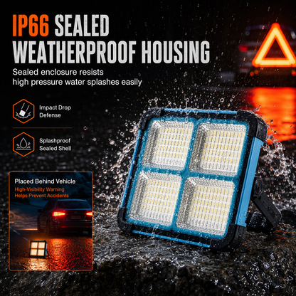Solar Powered Portable Emergency Light and Outdoor Camping Floodlight with USB Phone Charging Function