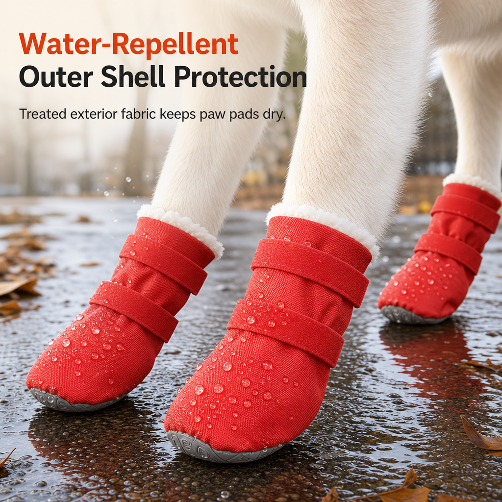 Waterproof Warm Winter Dog Boots with Non-Slip Soft Soles