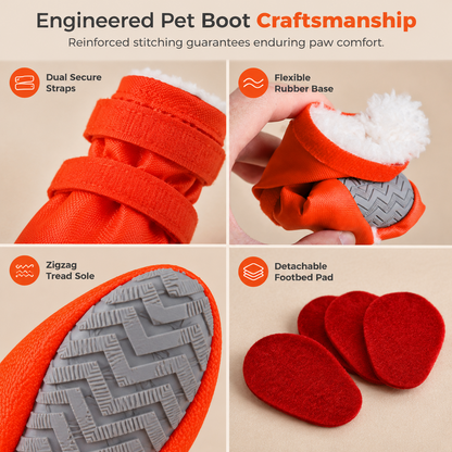 Waterproof Warm Winter Dog Boots with Non-Slip Soft Soles