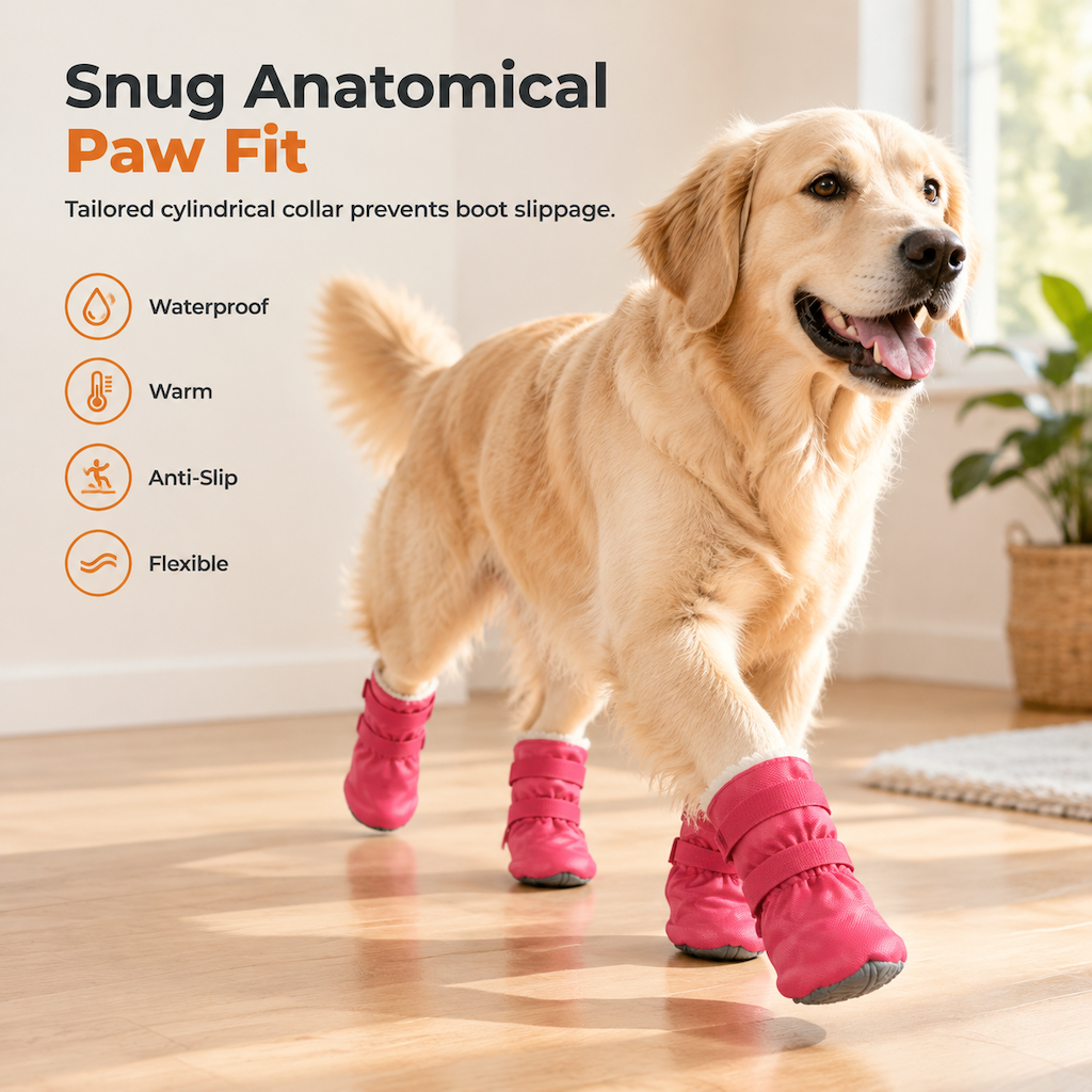 Waterproof Warm Winter Dog Boots with Non-Slip Soft Soles