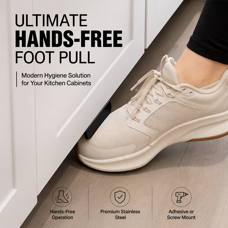 Stainless Steel Hands-Free Foot-Operated Cabinet Pull Handle