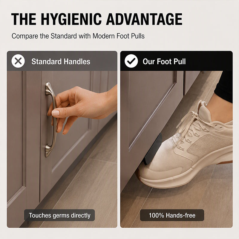 Stainless Steel Hands-Free Foot-Operated Cabinet Pull Handle