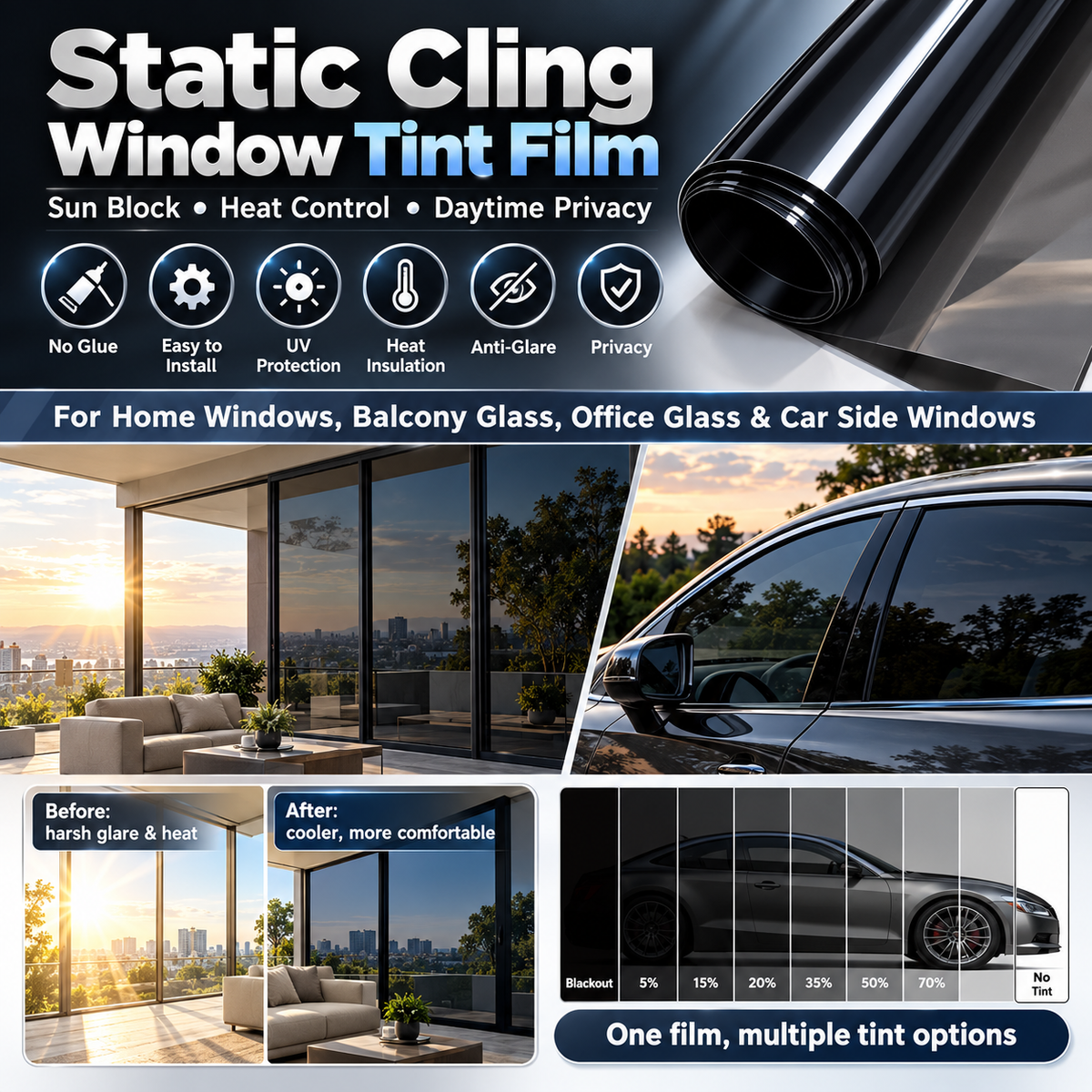 Multi-Purpose Scratch-Resistant Window Tint Film