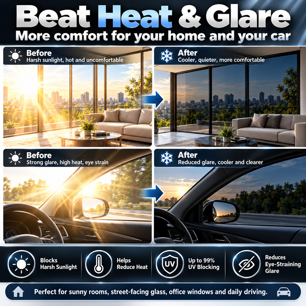 Multi-Purpose Scratch-Resistant Window Tint Film