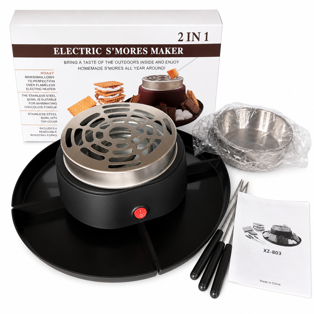 ⏳Limited-time 50% off⏰2-in-1 Electric Chocolate Fondue Melting Pot and Roaster Set with Fruit Platter for Parties⚡♨️🧁