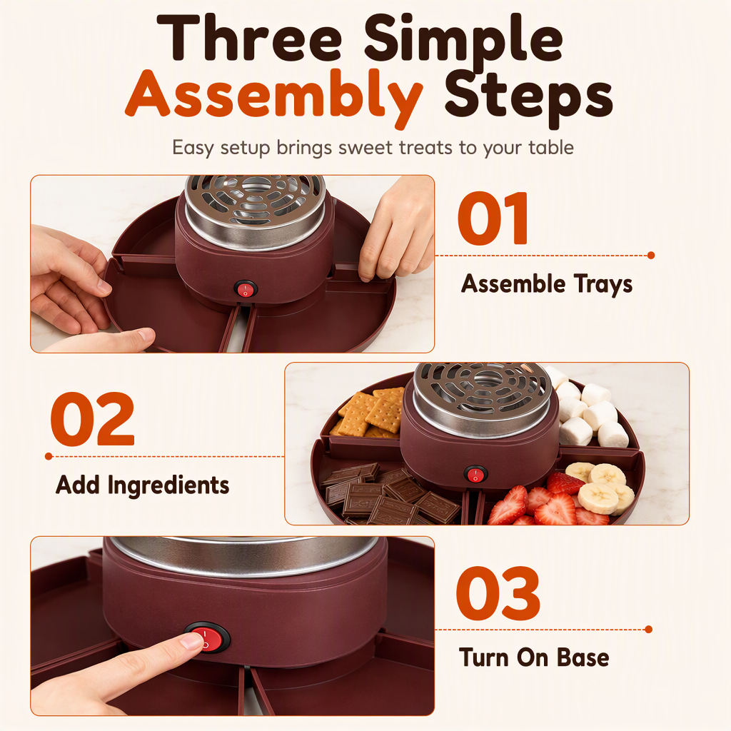 ⏳Limited-time 50% off⏰2-in-1 Electric Chocolate Fondue Melting Pot and Roaster Set with Fruit Platter for Parties⚡♨️🧁
