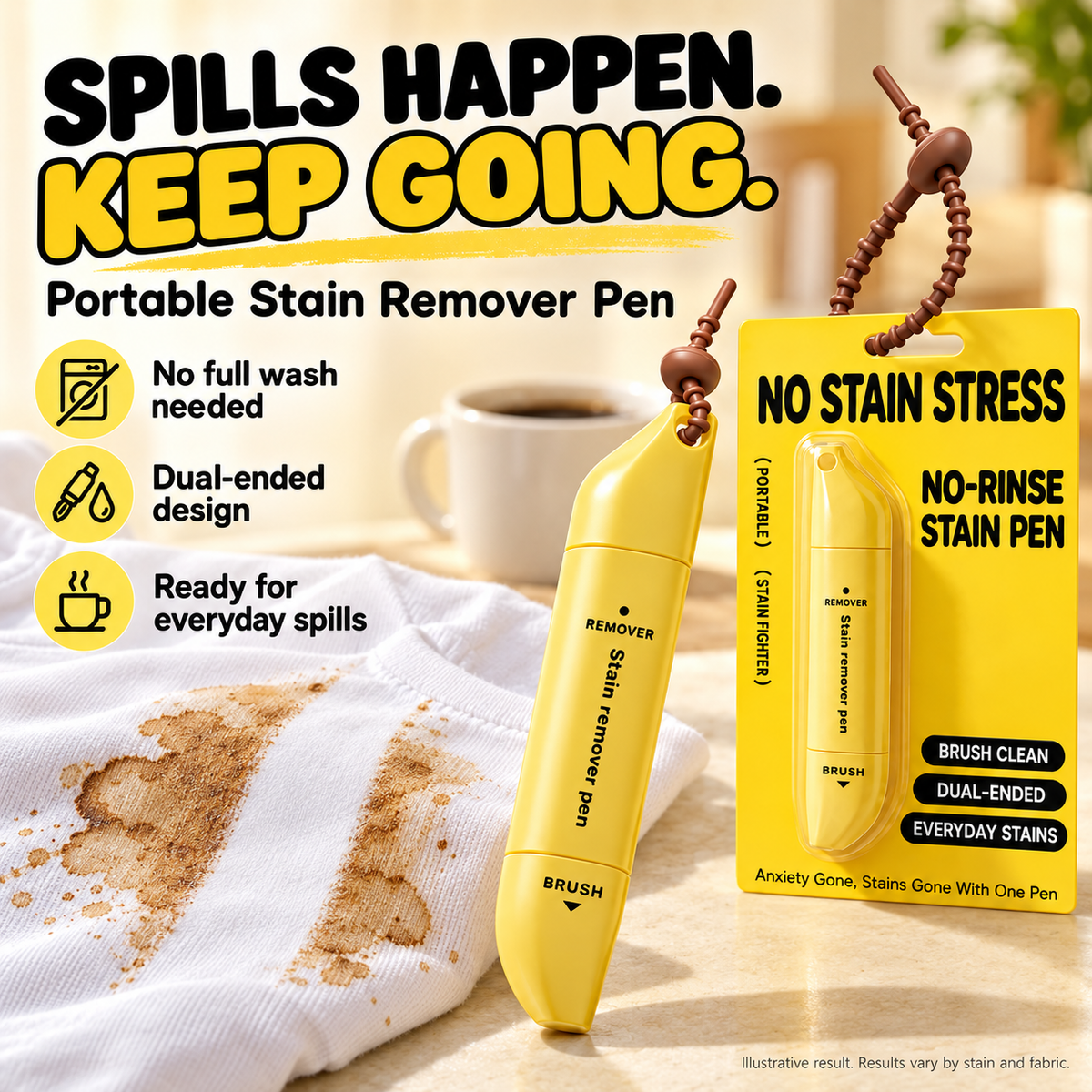 🧼 Portable Dual-Head Stain Remover Pen✨ Instant No-Rinse Emergency Spot Cleaner for Clothes, Oil & Coffee Stains