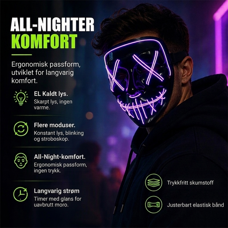⏳Kun for en kort tid – 50% RABATT ⏰Halloween LED-lysmasker
