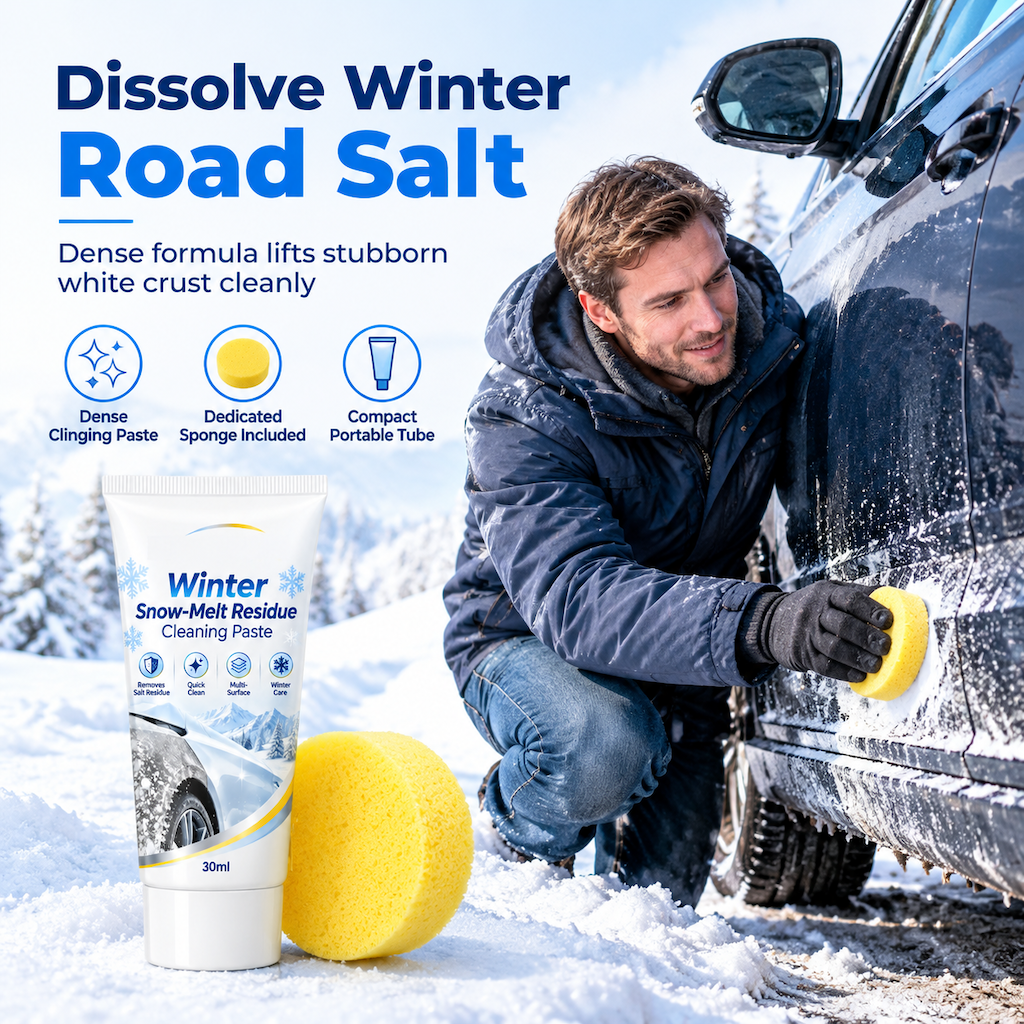 Winter Car Snow Melt Residue Cleaning Paste and Salt Stain Remover for Auto Body with Cleaning Sponge 30ml