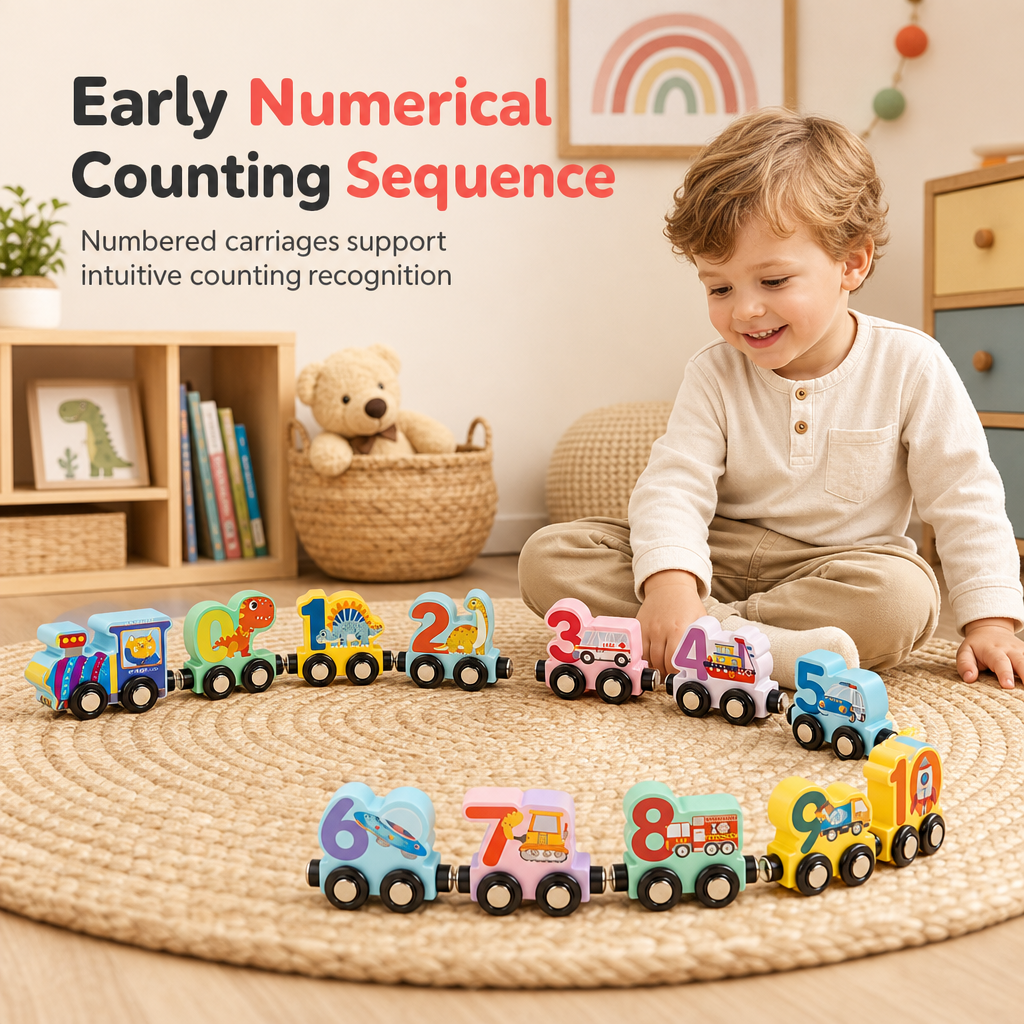 📢📢 50% OFF🚂Magnetic Wooden Number Train — Counting Fun for Ages 3+ 🎁