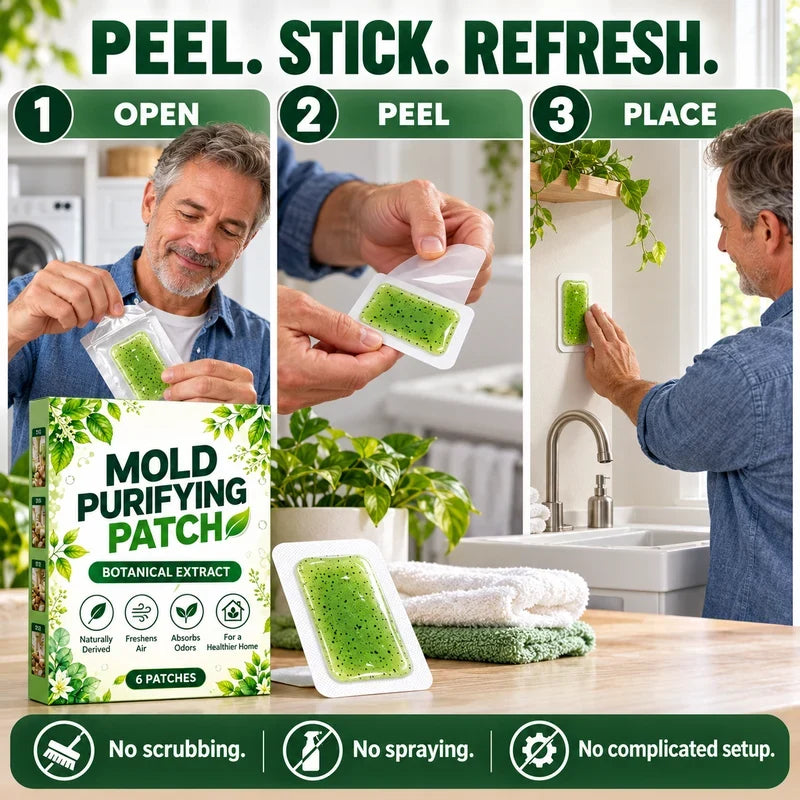 🧪50% OFF NOW! Set of 6 Anti-Mold Patches – Plant-Based Mold Removal Pads; Long-Lasting Mold Protection for Bathrooms, Kitchens, Wall Corners and Hidden Damp Spots