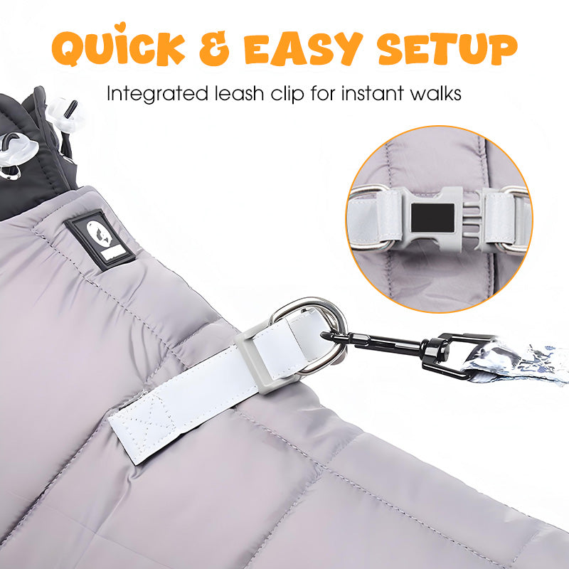 Cozy Waterproof Dog Coat With Built-in Harness