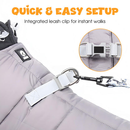 Cozy Waterproof Dog Coat With Built-in Harness