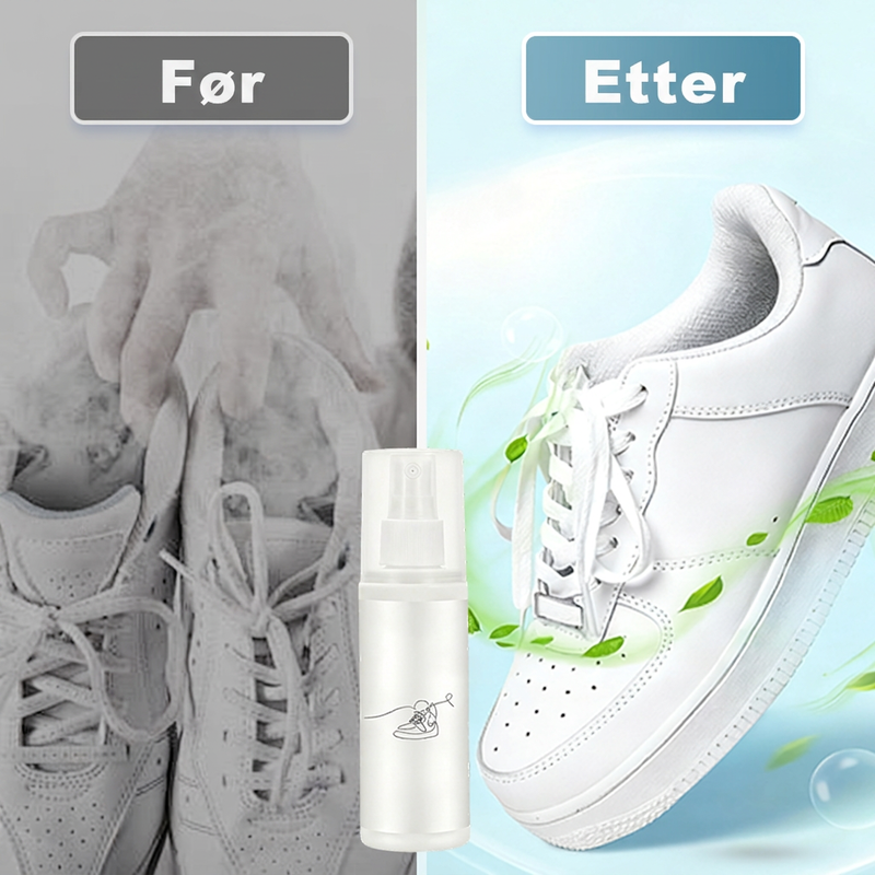 Høyeffektiv deodoriserende og antibakteriell spray for sko og sokker