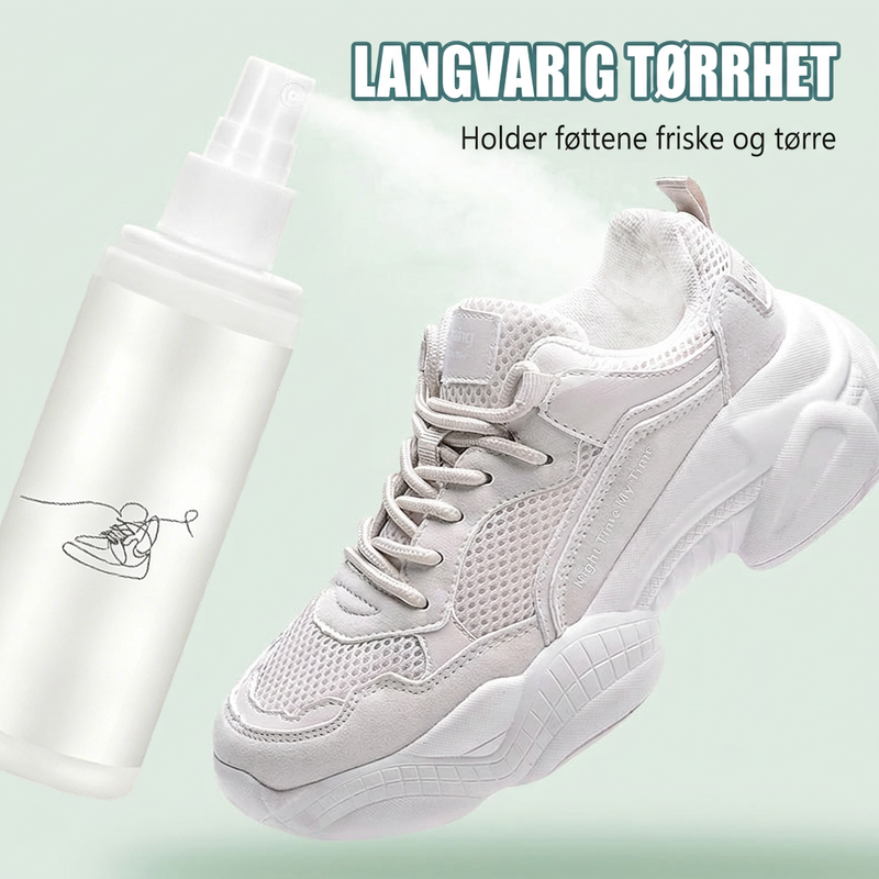 Høyeffektiv deodoriserende og antibakteriell spray for sko og sokker
