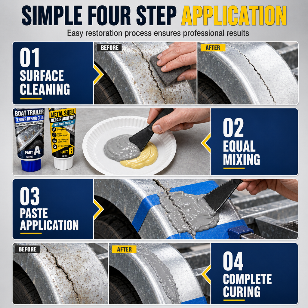 🥳2026 HOT SALE🥳💞50K+ SOLD! 🔧⛵ 50% OFF! Boat Trailer Metal Repair Glue – two-component AB adhesive, mixes easily & bonds metal mudguards firmly. Vibration-proof, waterproof, heavy-duty repair! 🛡️💪
