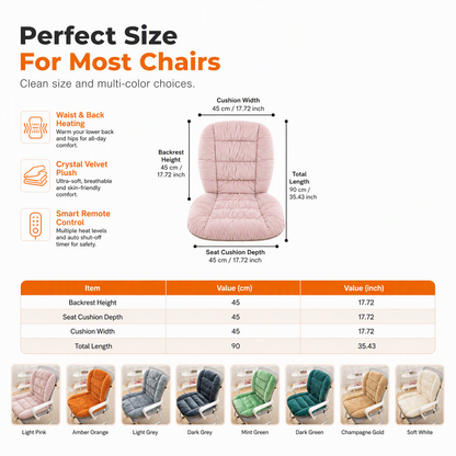 Winter Thickened Plush Integrated Heated Seat Cushion with Backrest Removable and Washable Warm Chair Pad for Office and Student Desk Chairs