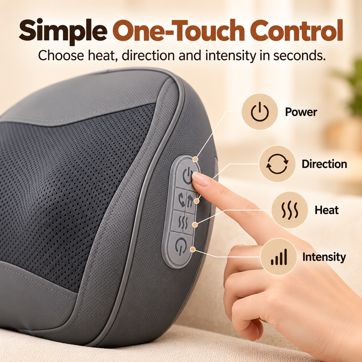 Ergonomic Lumbar Support and Heated Neck Massager Pillow
