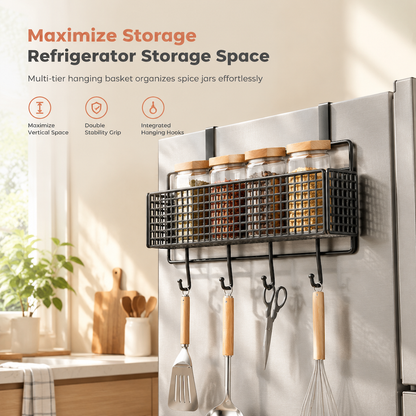 Refrigerator Side Storage Rack for Kitchen Organization