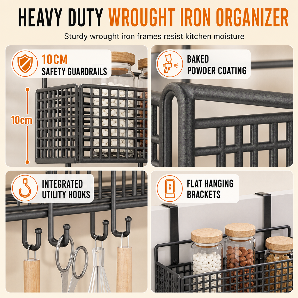 Refrigerator Side Storage Rack for Kitchen Organization