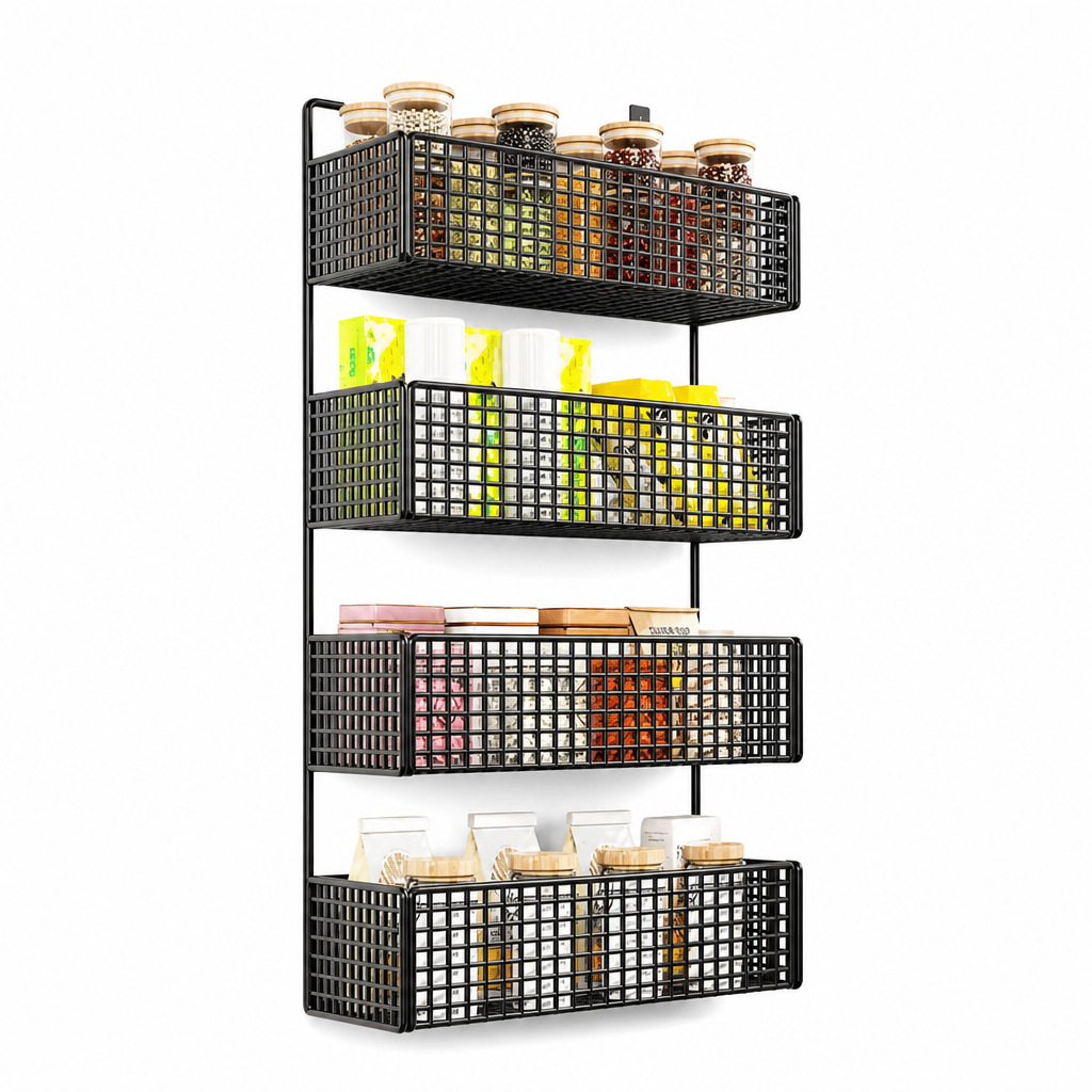 Refrigerator Side Storage Rack for Kitchen Organization
