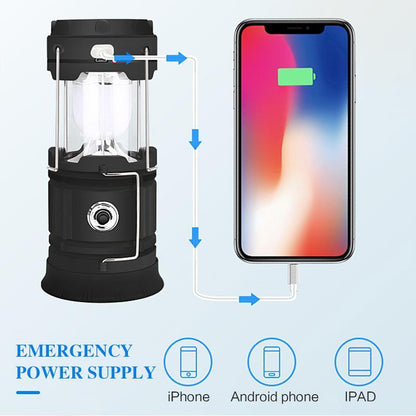 ⏰50% OFF NOW🏕️🔥3-in-1 Retractable Camping Lantern✨White Light & Flicker Flame & Flashlight, Solar & USB Charging for Outdoor, Emergency，Hiking, Fishing & Tent Use