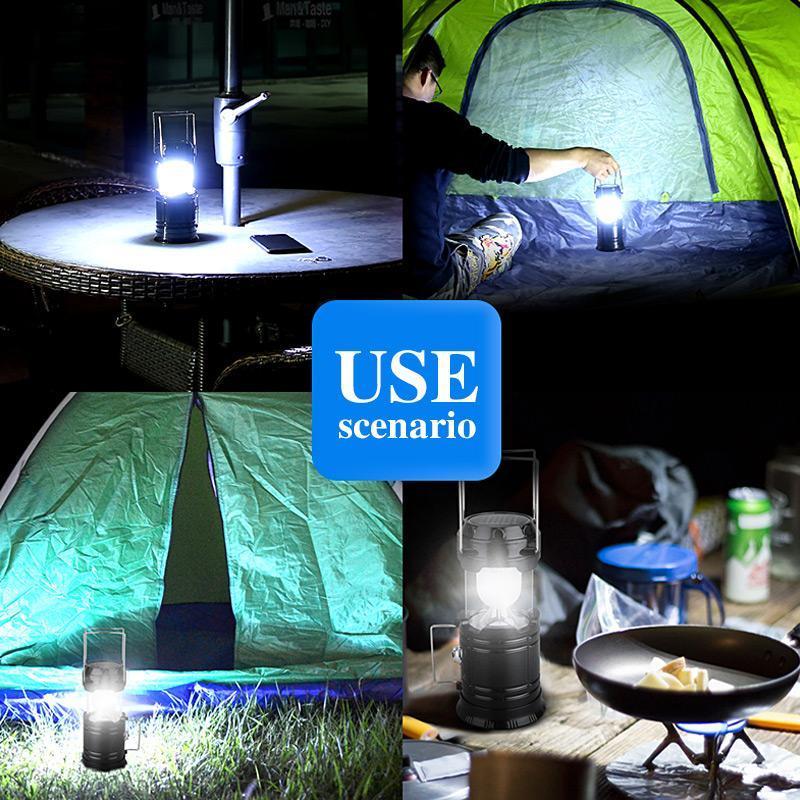 ⏰50% OFF NOW🏕️🔥3-in-1 Retractable Camping Lantern✨White Light & Flicker Flame & Flashlight, Solar & USB Charging for Outdoor, Emergency，Hiking, Fishing & Tent Use