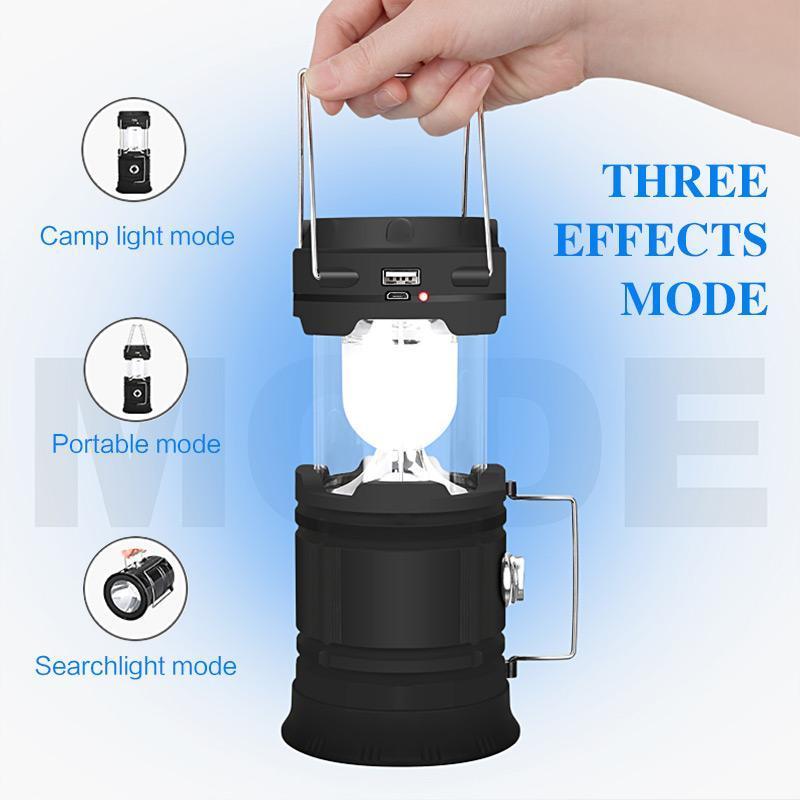 ⏰50% OFF NOW🏕️🔥3-in-1 Retractable Camping Lantern✨White Light & Flicker Flame & Flashlight, Solar & USB Charging for Outdoor, Emergency，Hiking, Fishing & Tent Use
