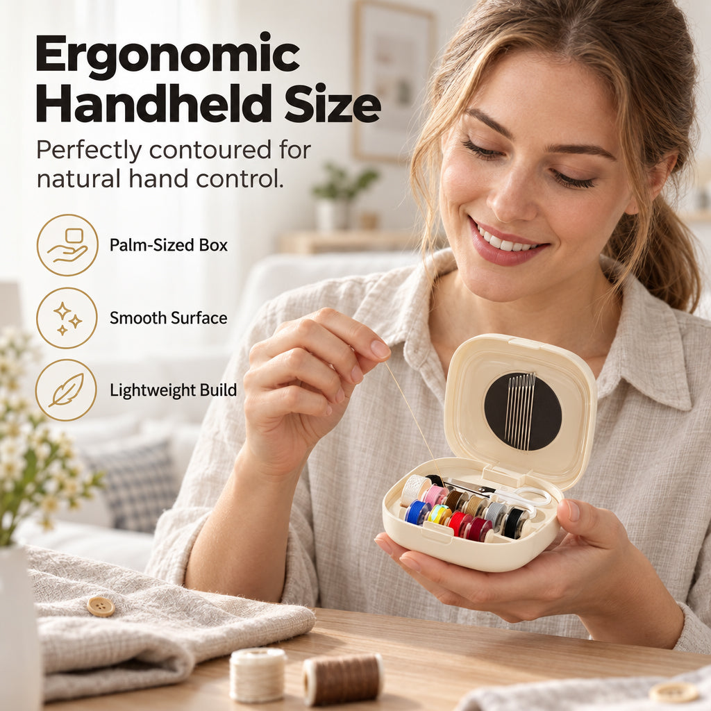Mini Portable Magnetic Sewing Kit with Rolling Thread Spools