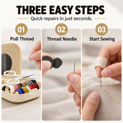 Mini Portable Magnetic Sewing Kit with Rolling Thread Spools