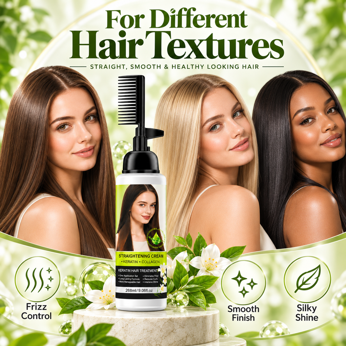 Hair Straightening Cream with Comb Applicator