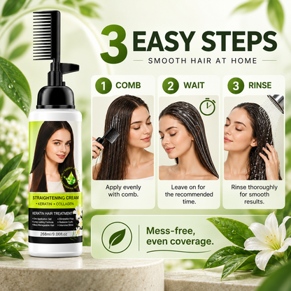 Hair Straightening Cream with Comb Applicator