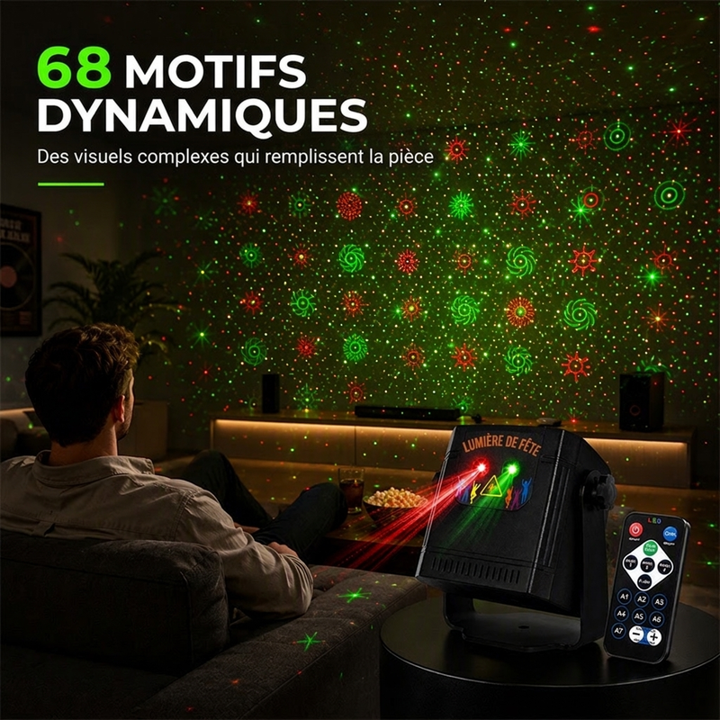🔥-50% DE RÉDUCTION✨Lumière laser de soirée rechargeable🔋Avec télécommande, effets lumineux pour fêtes et soirées