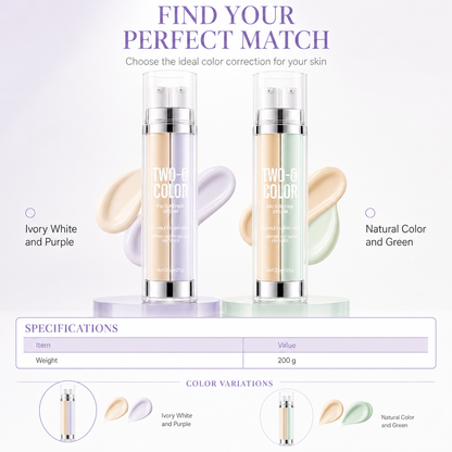 🔥50K+ SOLD🔥Dual Tube Dual Color Makeup Primer and BB Cream Liquid Moisturizing Skin Brightening Concealer