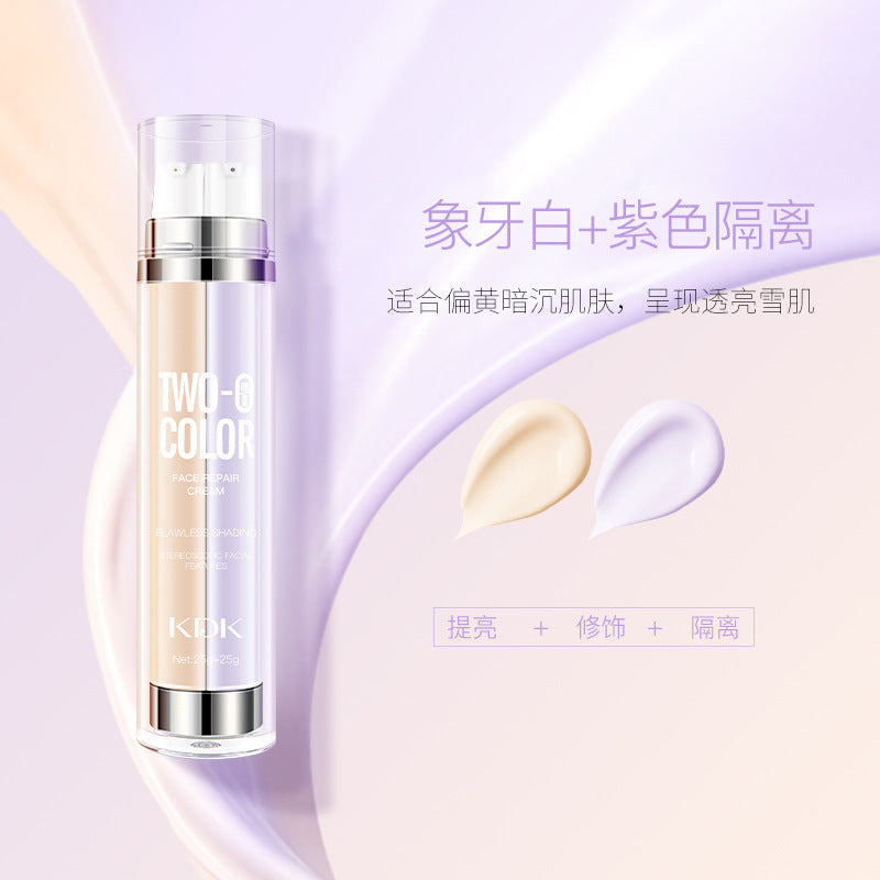 🔥50K+ SOLD🔥Dual Tube Dual Color Makeup Primer and BB Cream Liquid Moisturizing Skin Brightening Concealer