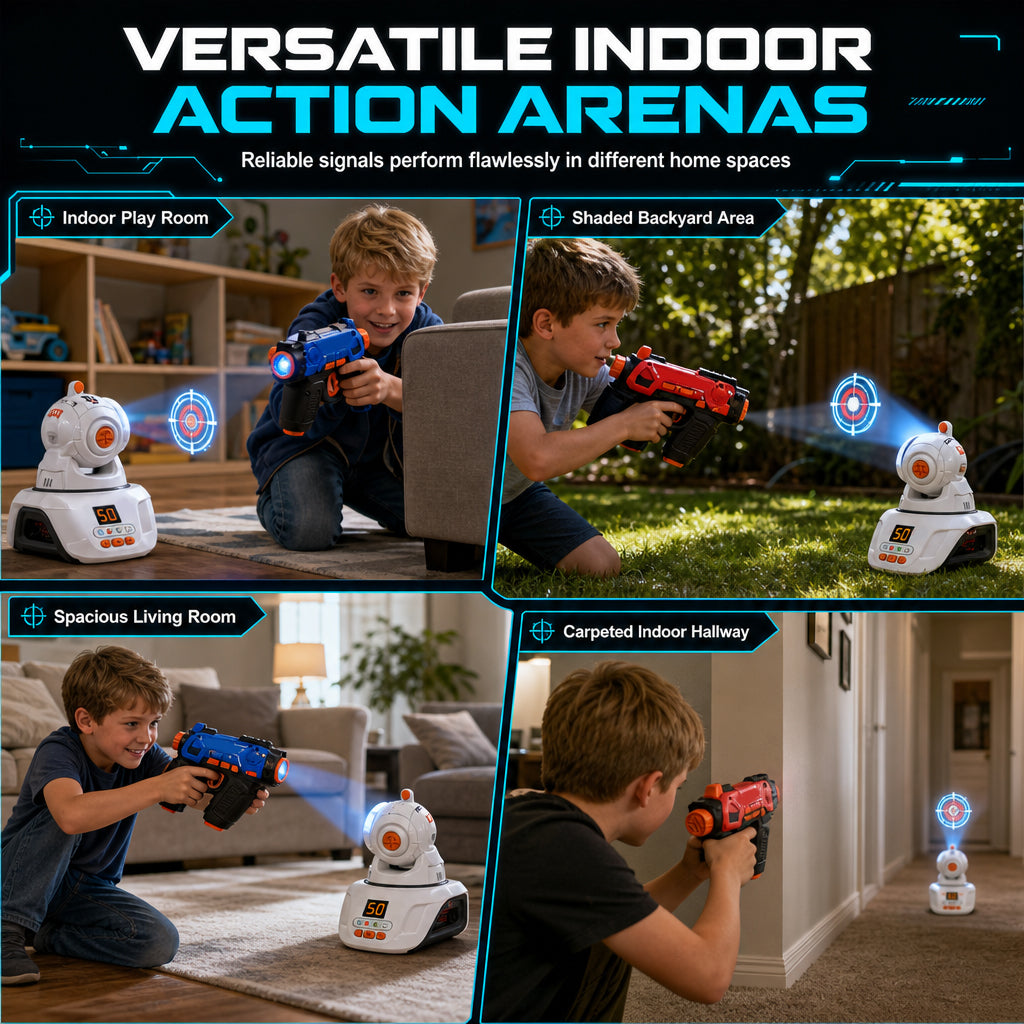 Kids Infrared Laser Battle Toy Gun Set with 2 Mini Pistols and 1 Projector featuring Sound and Light