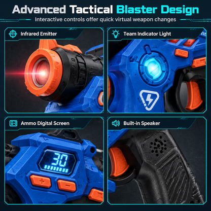 Kids Infrared Laser Battle Toy Gun Set with 2 Mini Pistols and 1 Projector featuring Sound and Light