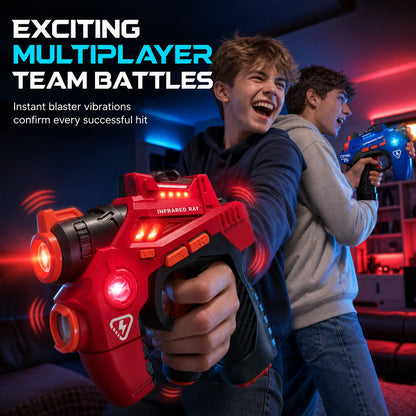 Kids Infrared Laser Battle Toy Gun Set with 2 Mini Pistols and 1 Projector featuring Sound and Light
