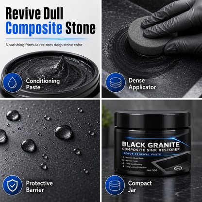 🥳2026 HOT SALE🥳💞50K+ SOLD! 🪨✨ 50% OFF! Granite & Quartz Sink Renovation Paste – restores faded black luster, repels water & stains. Bring dull stone back to life without replacing it! 🛡️✅