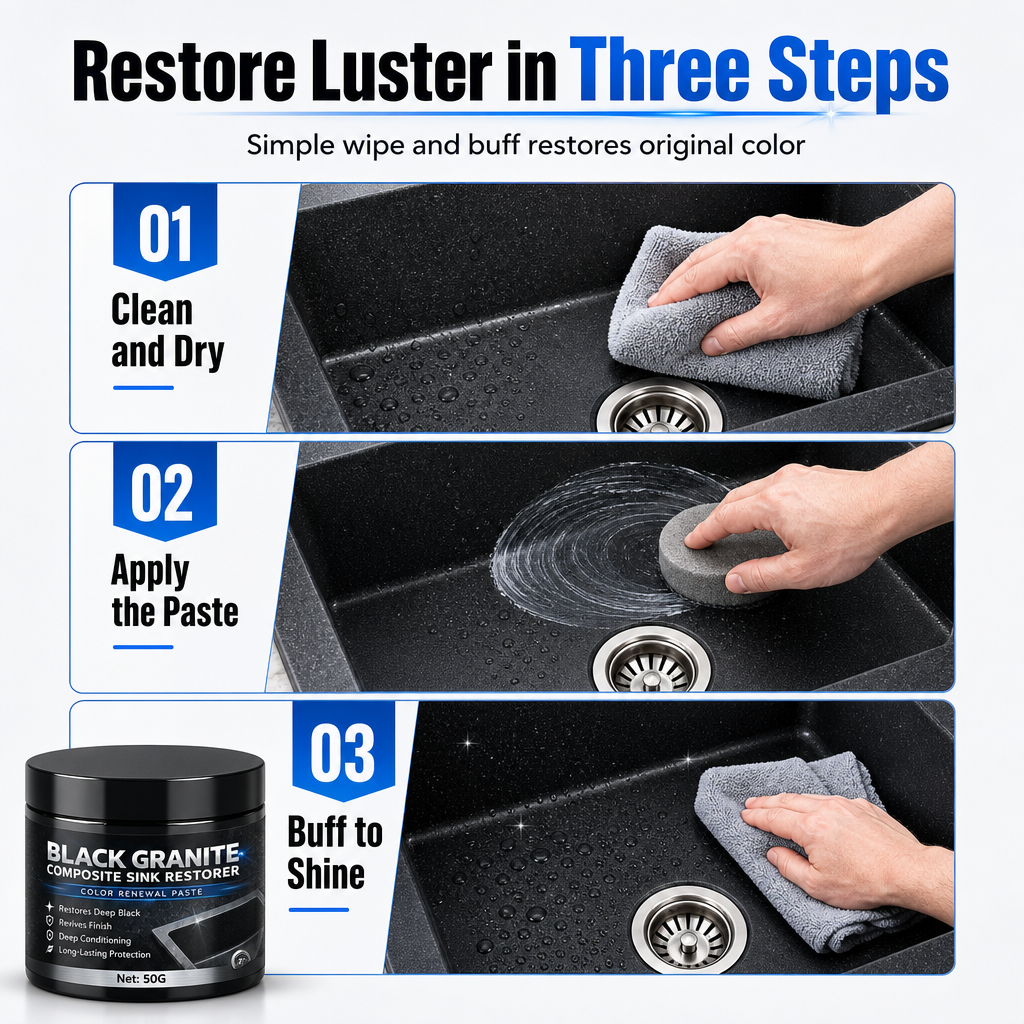🥳2026 HOT SALE🥳💞50K+ SOLD! 🪨✨ 50% OFF! Granite & Quartz Sink Renovation Paste – restores faded black luster, repels water & stains. Bring dull stone back to life without replacing it! 🛡️✅