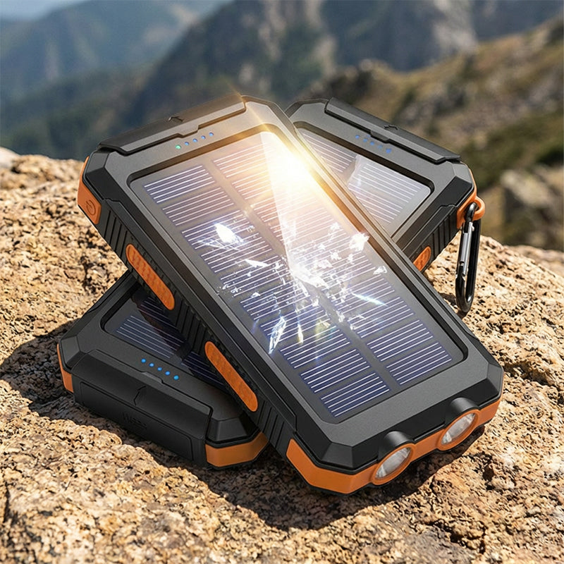 Solar Power Bank with LED Flashlight