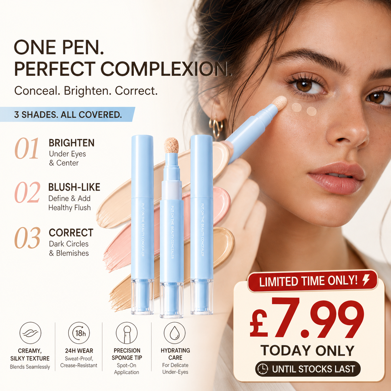 💖 LIMITED‑TIME 50% OFF! ✨ 41,258 Sold – Multipurpose Concealer & Foundation – Flawless Coverage, 24H Long-Lasting & Hydrating 💄