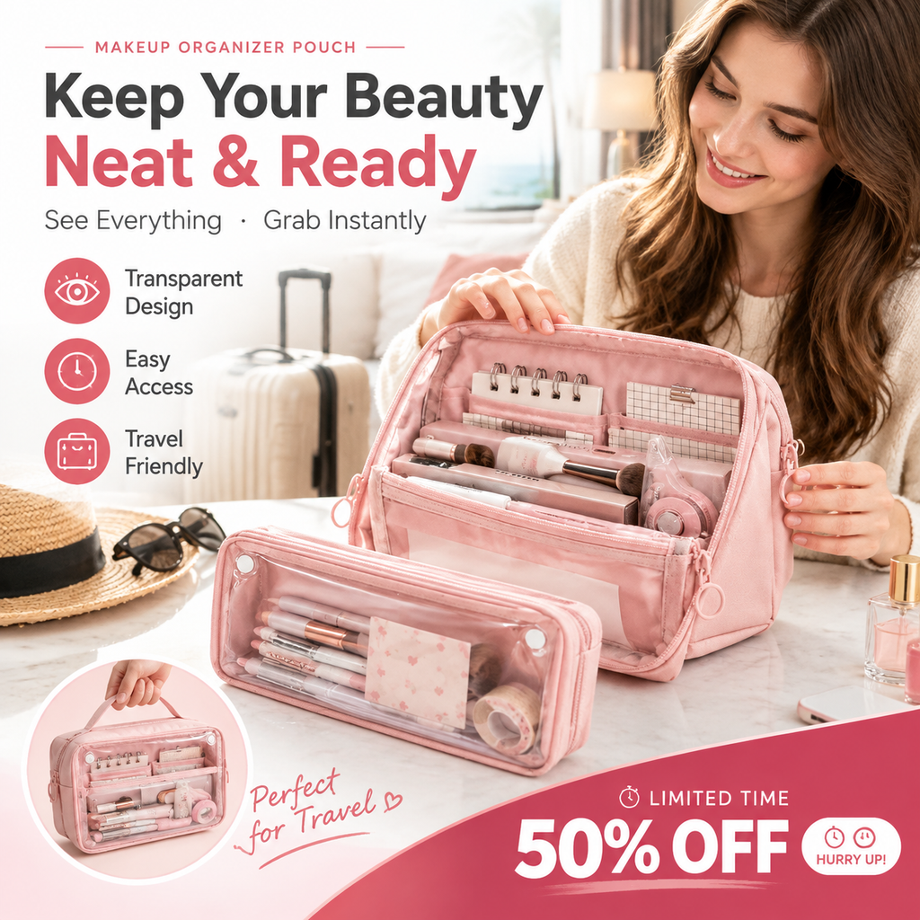 🖊️50% OFF NOW! Large-Capacity Detachable 9-Tier Organizer – Large multi-compartment cosmetic bag featuring a detachable front pocket; portable and durable, ideal for travel and business trips.