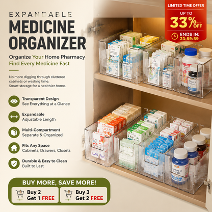 🔥 Transparent Telescopic Medicine Organizer — Extendable, Perfect for a Tidy Medicine Cabinet 💊🗄️