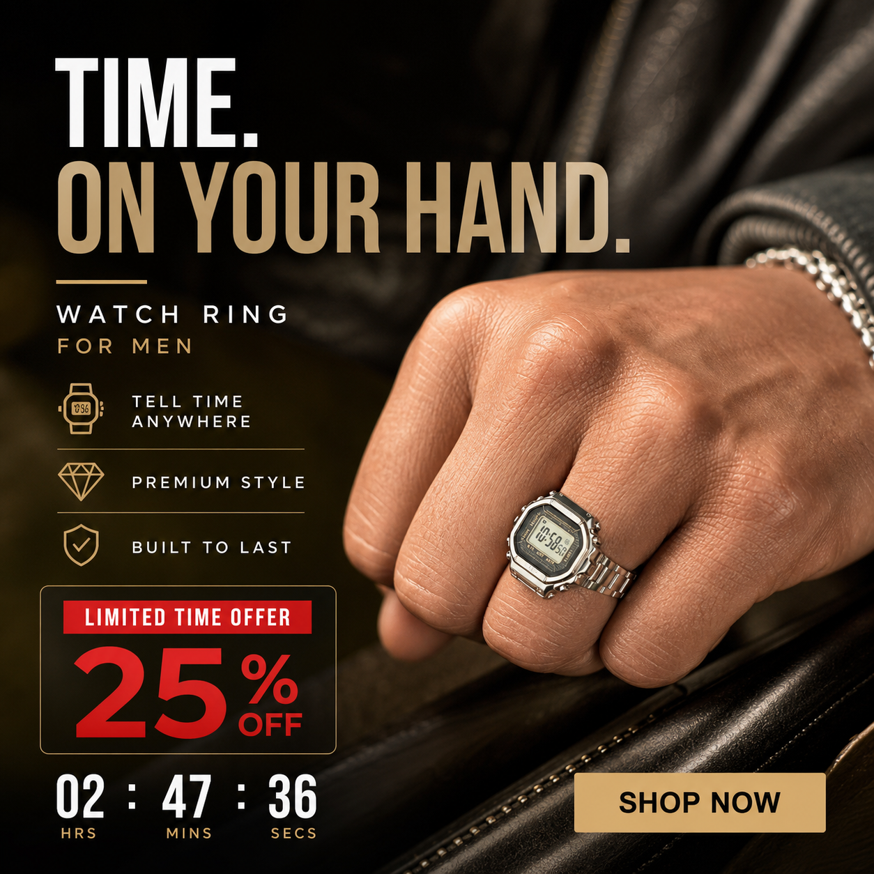 Alloy Finger Watch Ring