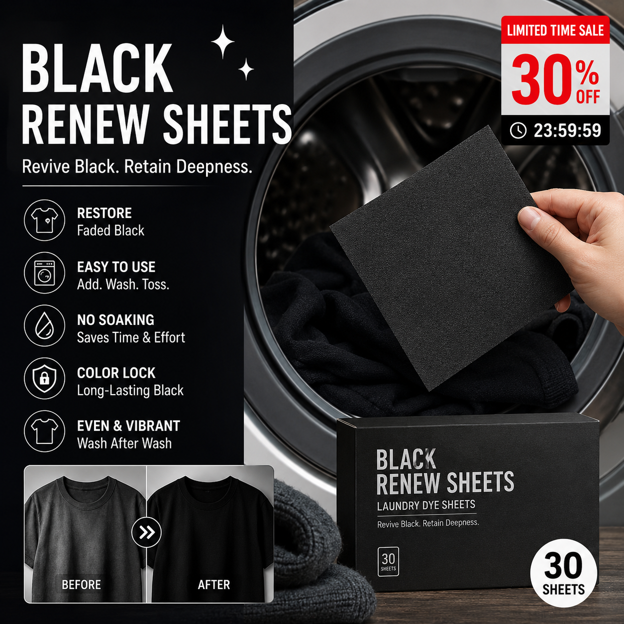 Clothing blackening film brightens and fixes color without fading