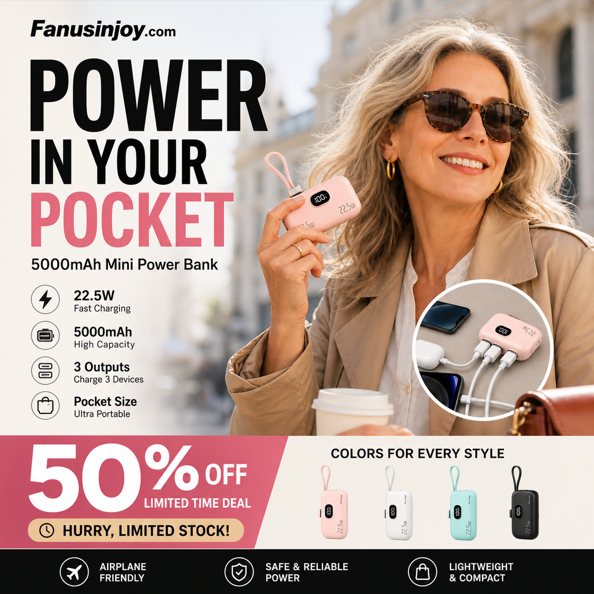 ⏰Limited Offer 50% OFF!🔥5000mAh Mini Power Bank– Ultra-Portable & Universally Compatible🔋📱